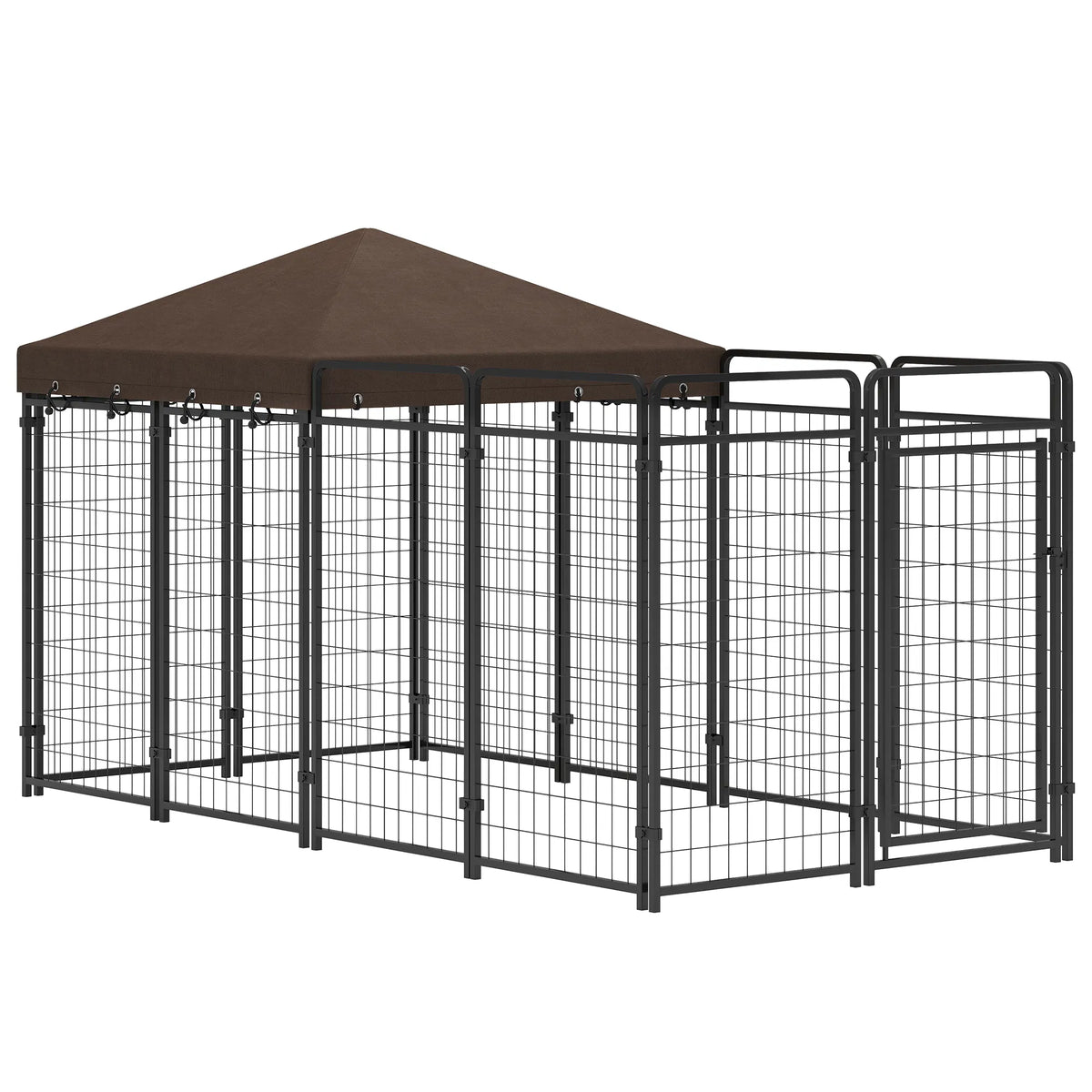 Large Outdoor Dog Kennel with Roof – 9.3 x 4.6 x 5.2 ft, Heavy-Duty Steel – view 2