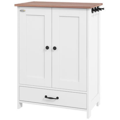 Dog Feeding Cabinet with Hidden Bowls, Adjustable Shelf &amp; Leash Hooks, Medium Dogs, White – view 9